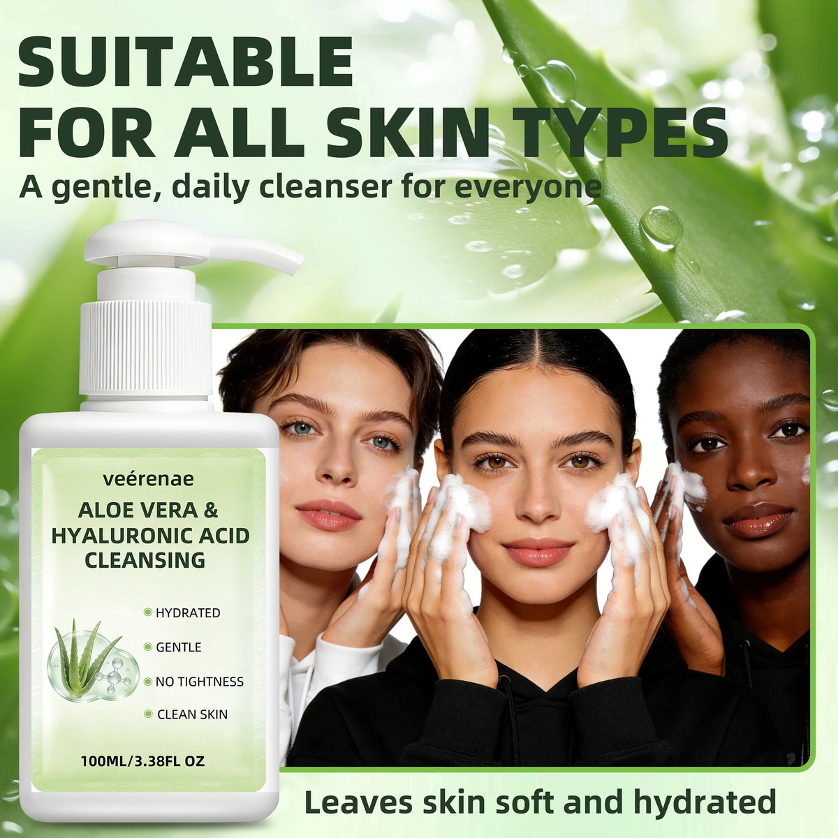Aloe Vera & Hyaluronic Acid Face Wash – All Skin Types