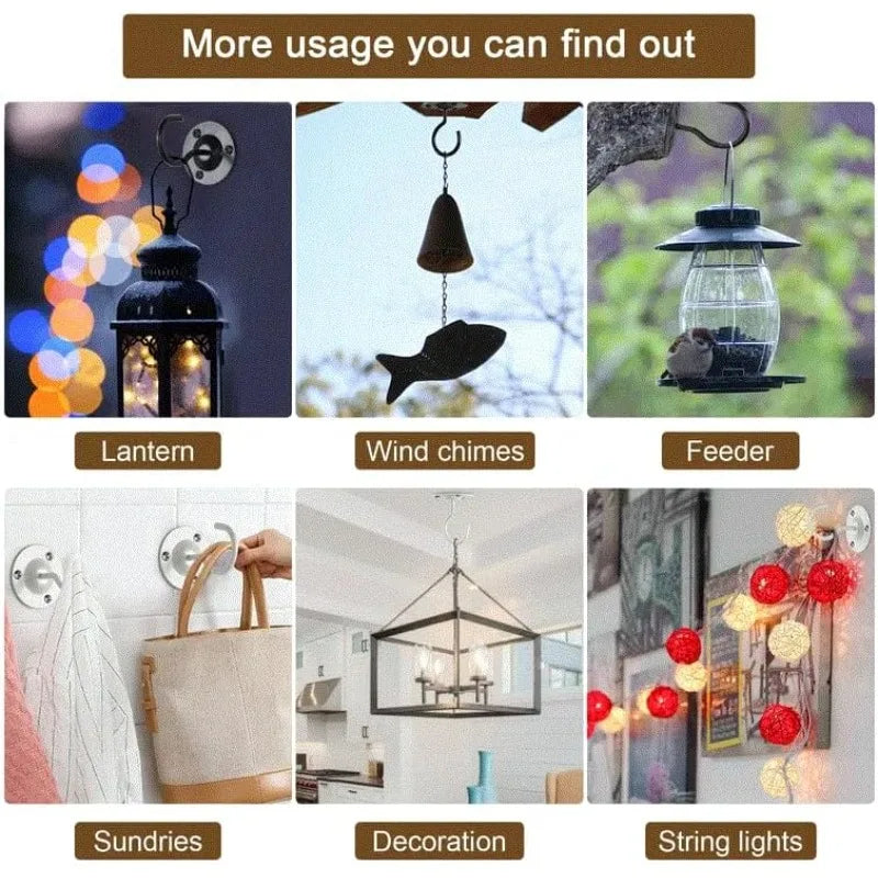 4PCS White Ceiling Hooks – Plants, Bird Feeders & Lanterns