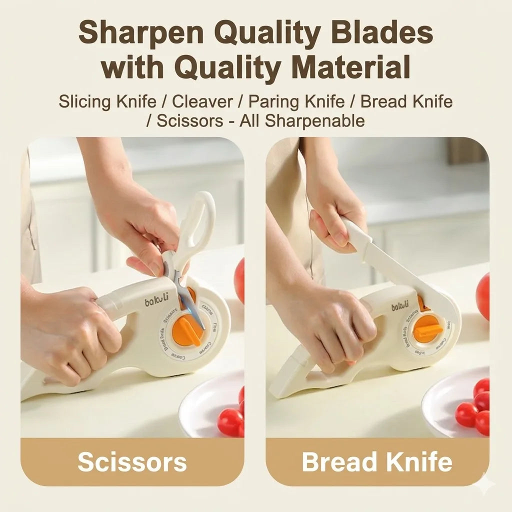 PLYS 6-Mode Knife & Scissor Sharpener | Non-Slip Kitchen Tool