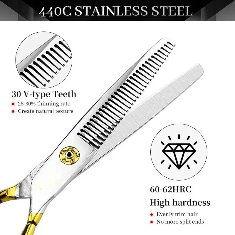 Professional 6-Inch Hair Cutting Scissors | 440C Steel Shears