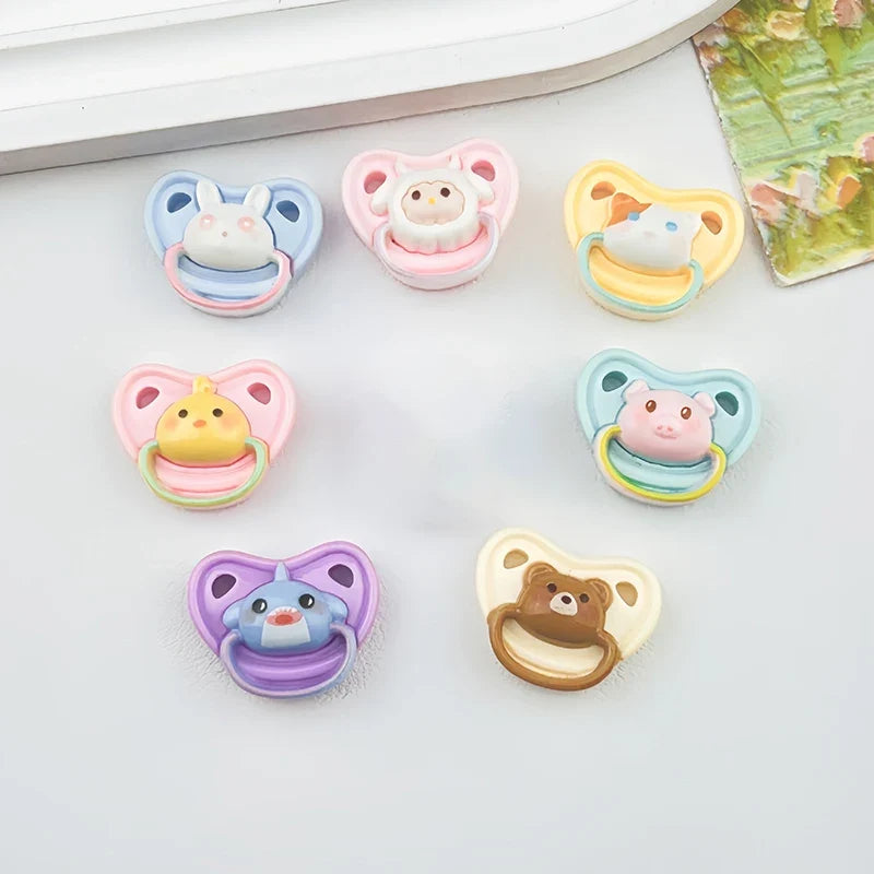 10 Pcs Mini Resin Dollhouse Pacifiers – Animal Doll Accessories