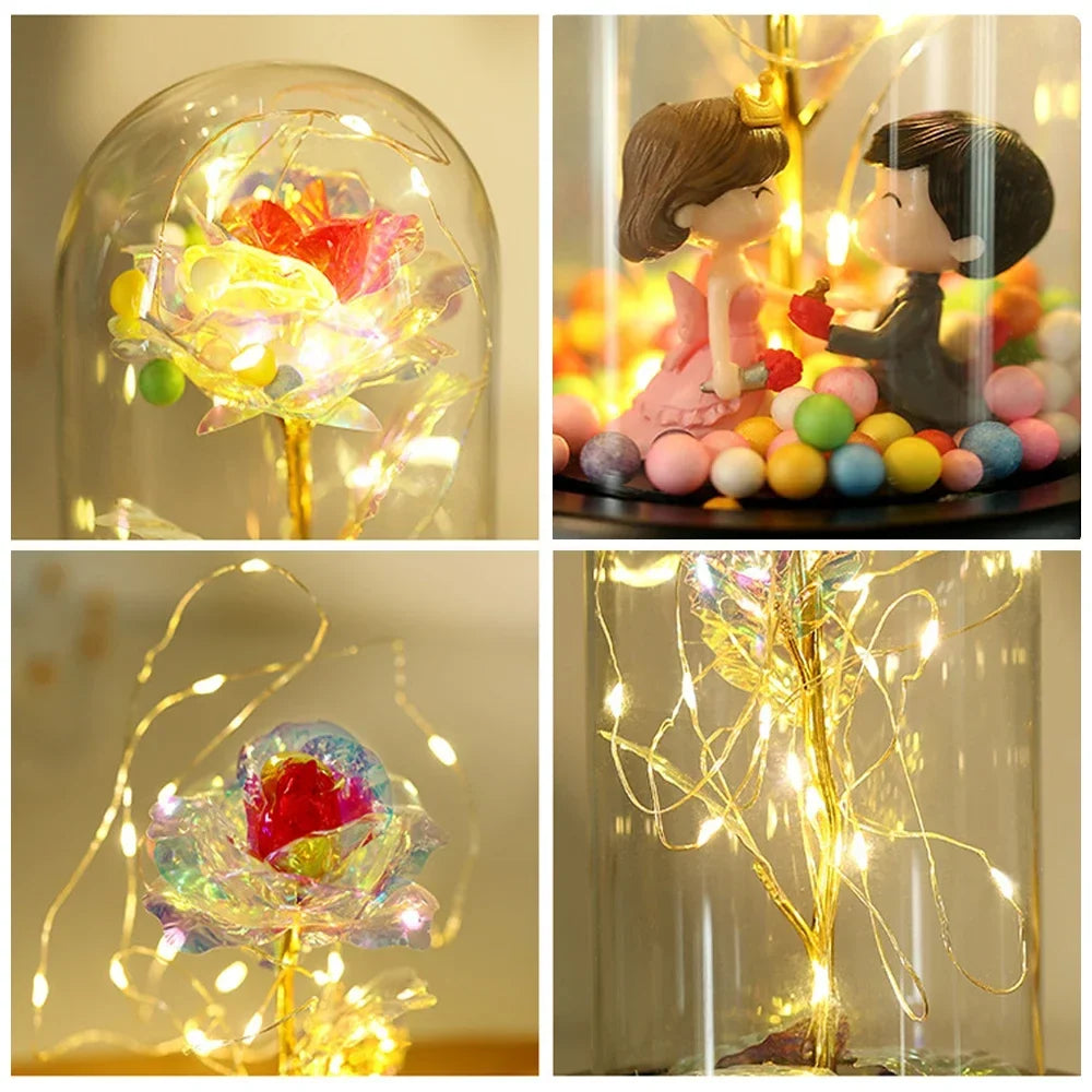 Galaxy Rose Artificial Flowers Beauty Beast Wedding Decor Creative