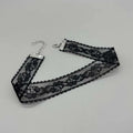 Short Lace Choker Necklace for Women – Black & White Floral