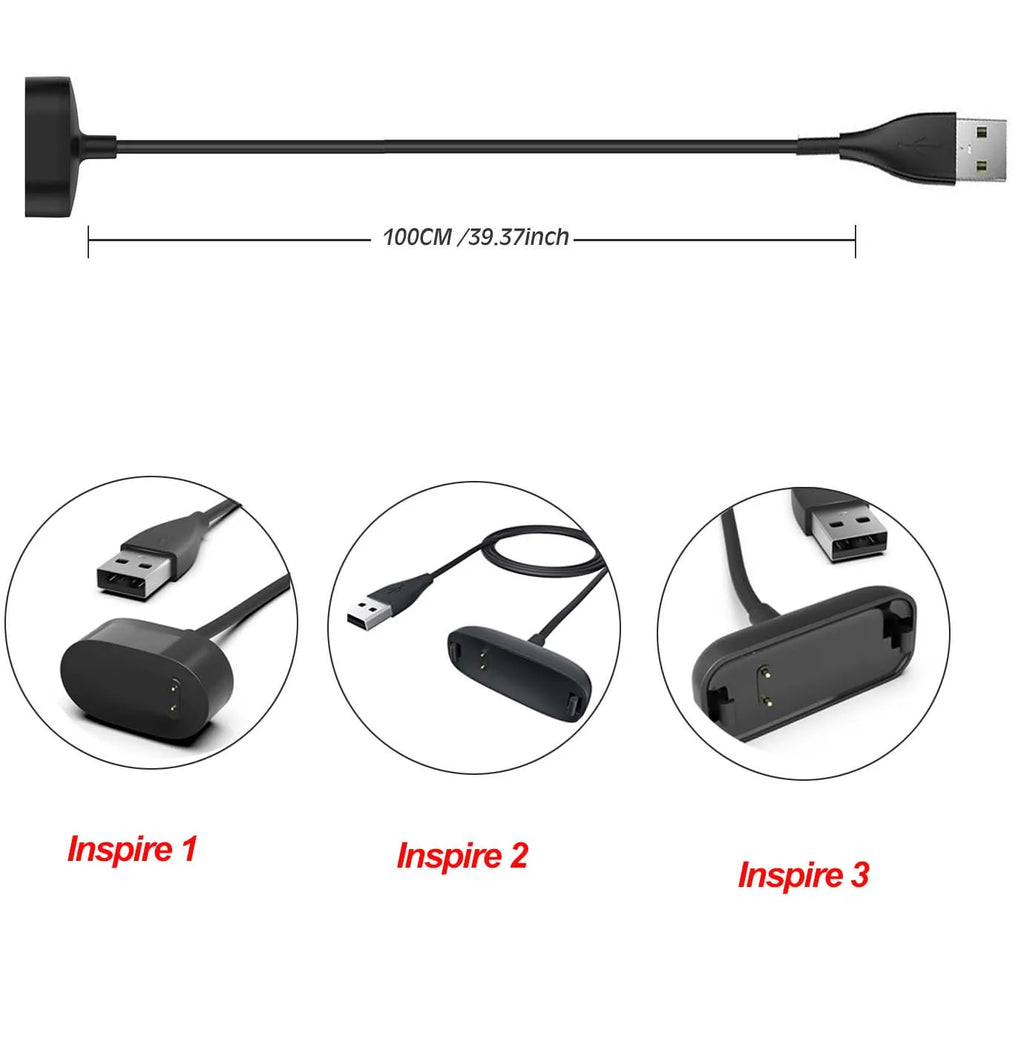 Fitbit Inspire 3 USB Charger Replacement Cable 3.3ft/1m