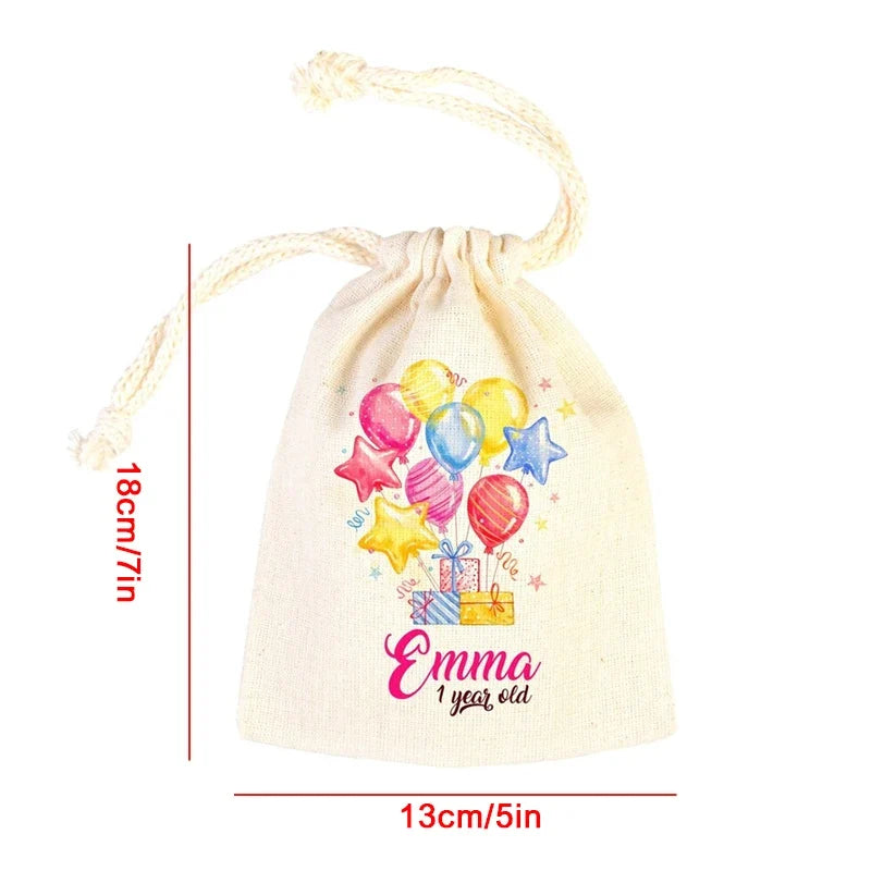 5-Pack Birthday Balloon Drawstring Bags | Kids Party Favors