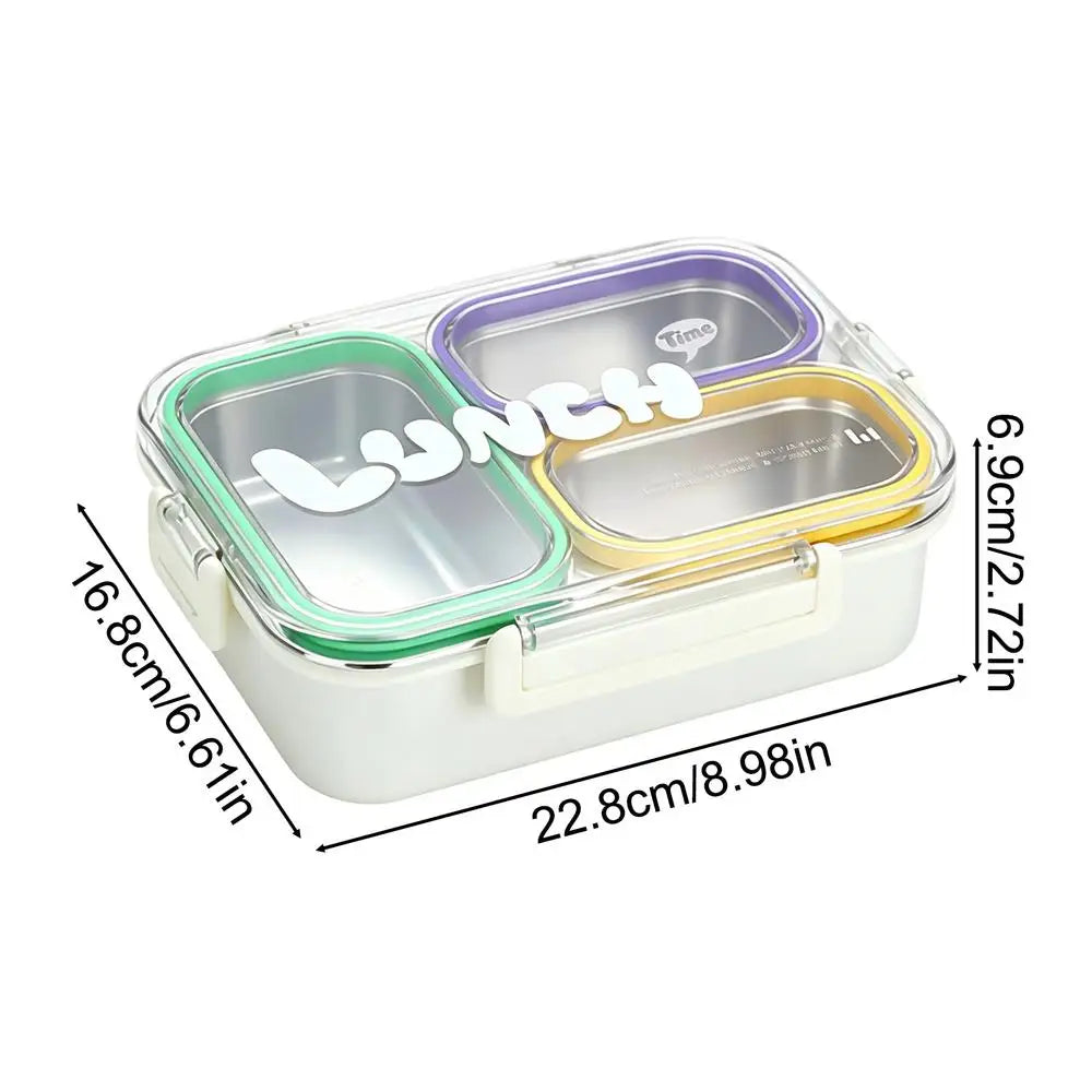 304 Stainless Steel Lunch Box – 3-Compartment Leakproof Bento