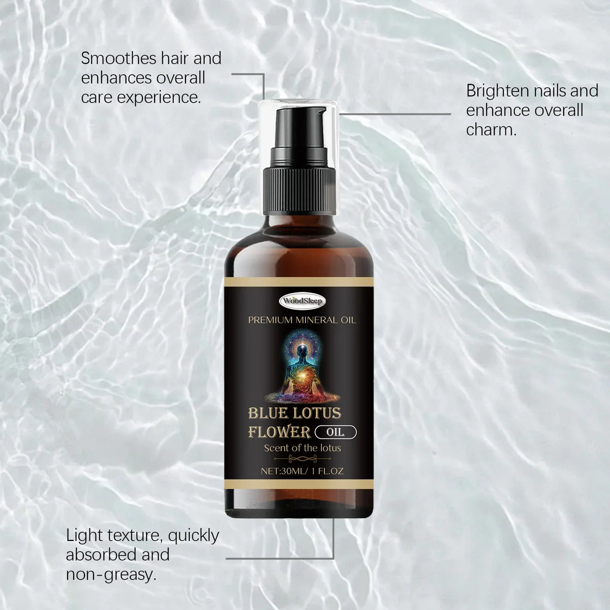WOODSLEEP Blue Lotus Essential Massage Oil – Hair, Nail & Body