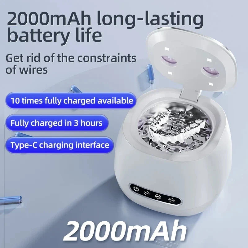 Portable Ultrasonic Denture & Jewelry Cleaner with UV Sanitizer