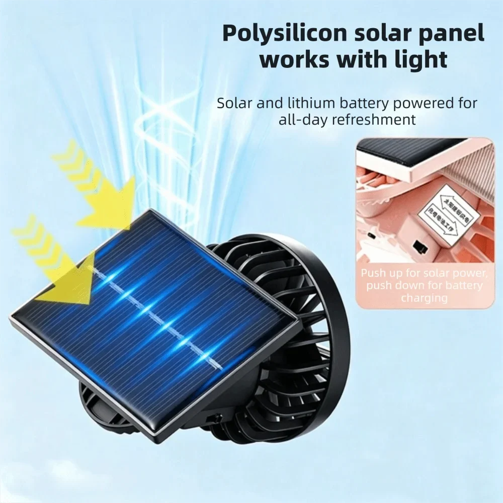Portable Solar USB Handheld Fan – Mini Rechargeable Cooling