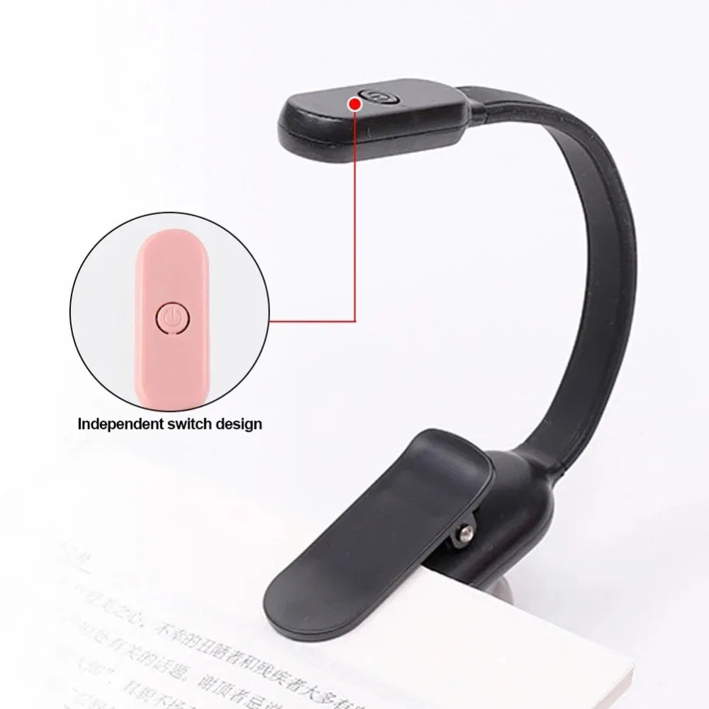 Mini USB Rechargeable Clip-On LED Book Light | 3 Brightness