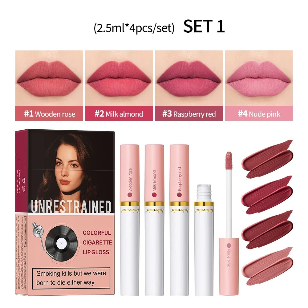 Velvet Matte Liquid Lipstick Set – 4pcs Waterproof Long-Lasting