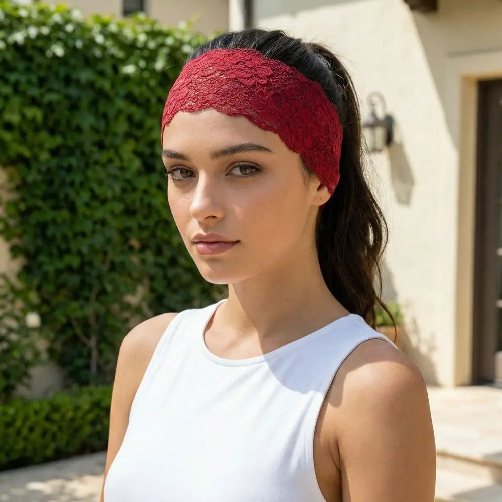 Korean Lace Wide Headband – Breathable Mesh Hair Wrap for Women