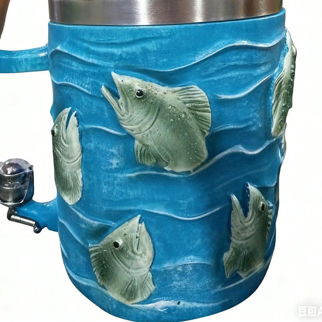 Coffee Mug Resin Cold Beverage Water Cup Fishing Theme Decor
