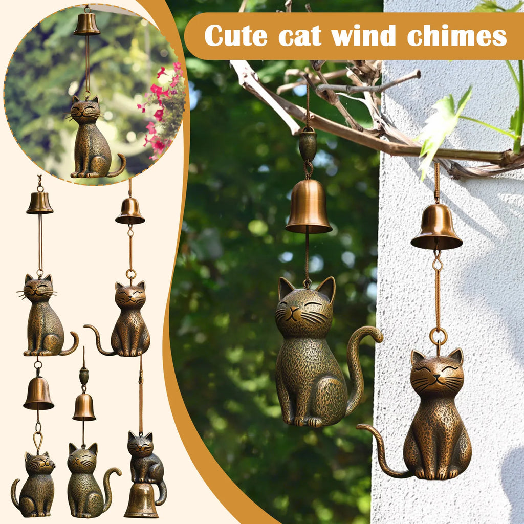 Metal Cat Wind Chime | Outdoor Garden Decor & Cat Lover Gift