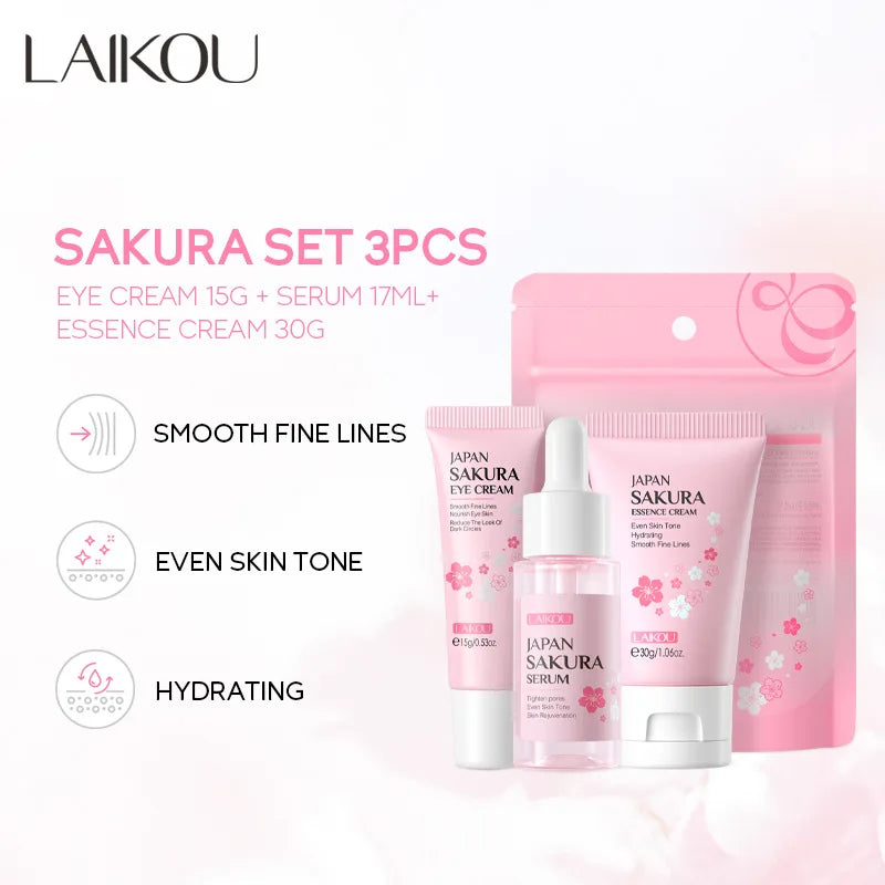 LAIKOU Vitamin C Skin Care Sets Face Cream Serum Eye Moisturizing