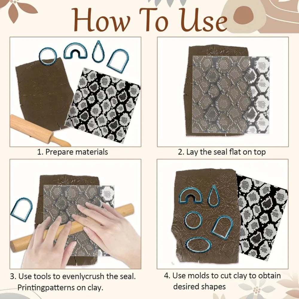 Snakeskin Polymer Clay Texture Sheet – 5.5" DIY Stamp Mat