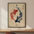 Japanese Koi Fish Flowers HD Art Poster – Self-Adhesive Wall Decor
