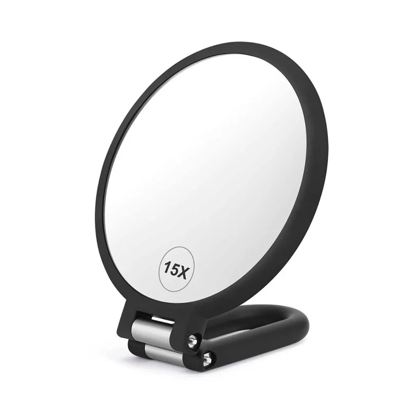 Magnifying Handheld Mirror Double Sided 1X 15X Travel Folding