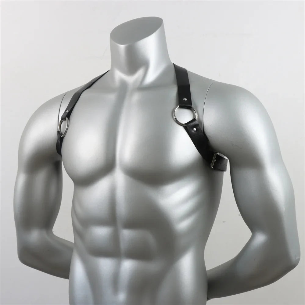 UYEE Vintage Leather Vest Strap Braces Suspender Men Harness Punk