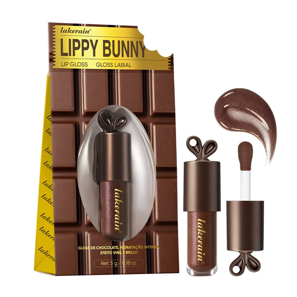 LIPPY BUNNY Chocolate Glow Lip Gloss with Bunny Keychain