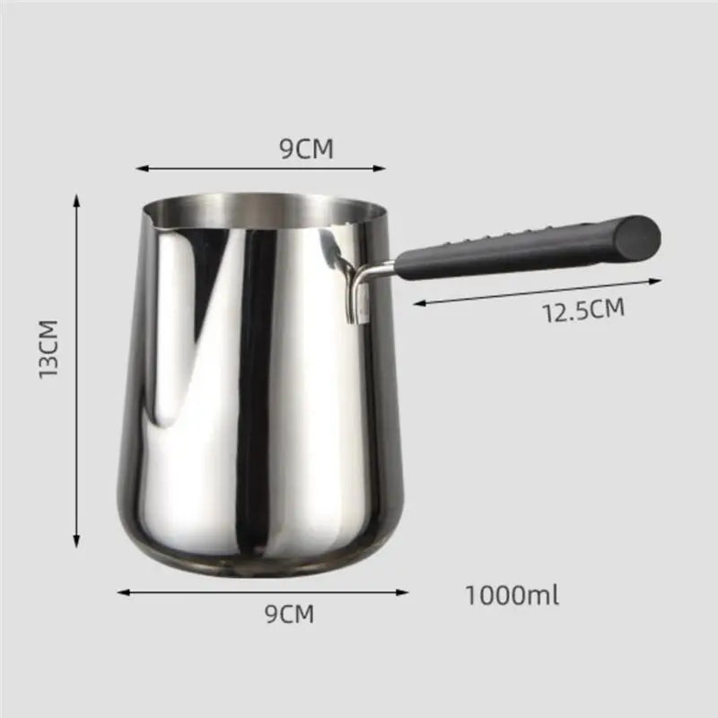 A36T-2X Butter Warmer Stainless Steel Milk Pot Handle Pan Turkish
