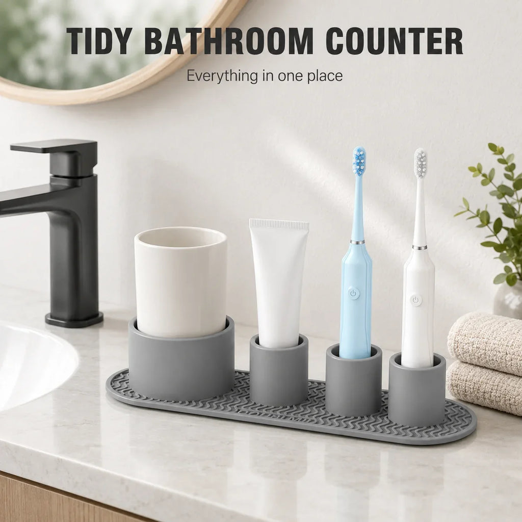 Silicone Toothbrush Holder – Bathroom Countertop Organizer