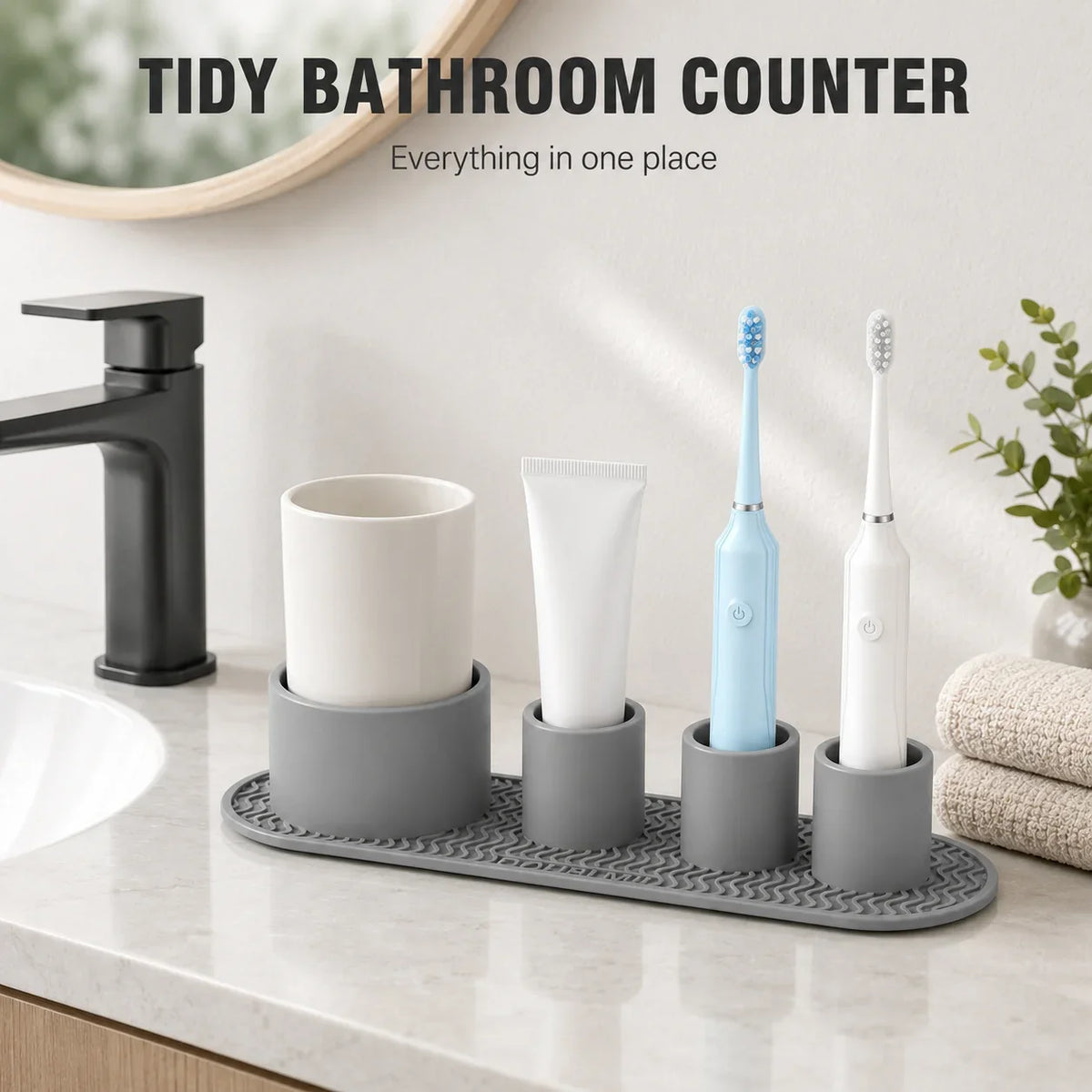 Silicone Toothbrush Holder – Bathroom Countertop Organizer