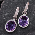 Huitan Purple CZ Drop Earrings – Sparkling Wedding Jewelry
