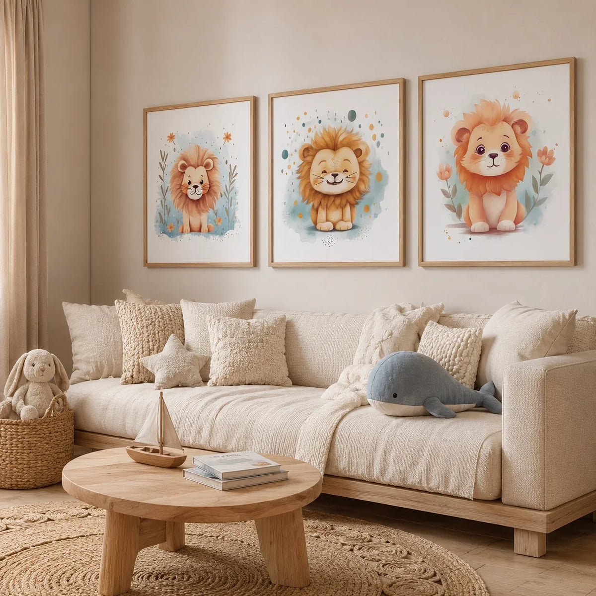 Nordic Lion Canvas Wall Art for Nursery & Kids Room | TAAWAA