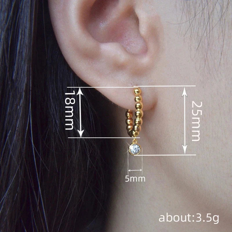 Huitan Beaded Hoop Drop Earrings – Cubic Zirconia Women's Jewelry
