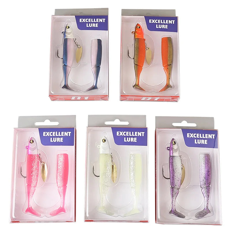 Luminous T-tail Soft Fishing Lure Single Hook Glitter Bionic Bait