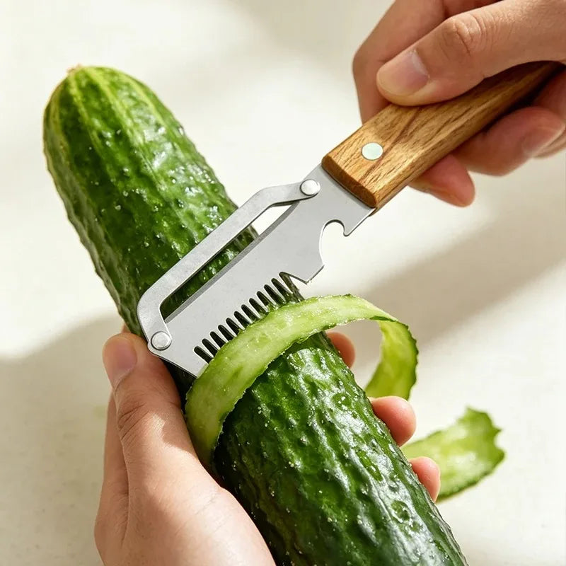 KEMORELA Stainless Steel Vegetable Peeler – Wood Handle