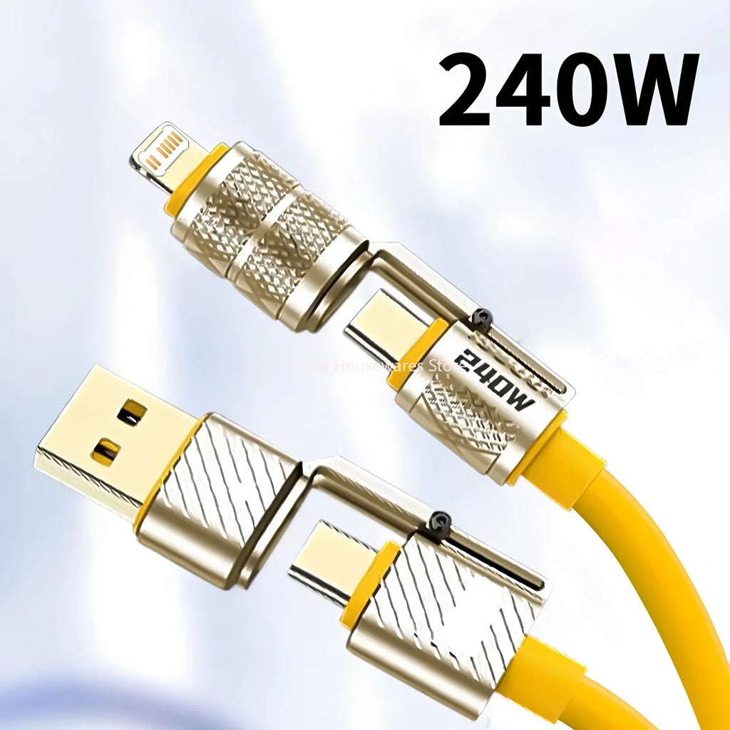240W 4-in-1 Fast Charging Data Cable Type-c Zinc Alloy iPhone15 16p