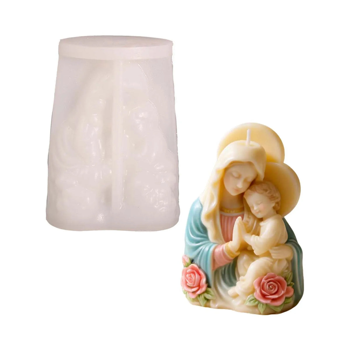 Virgin Mary Baby Jesus Silicone Mold 3D Religious Candle Soap Resin