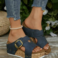 Women's Wedge Platform Sandals – Buckle Slip-On High Heel