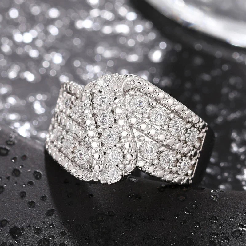 Huitan Knot Wedding Ring – Cubic Zirconia Crystal for Women