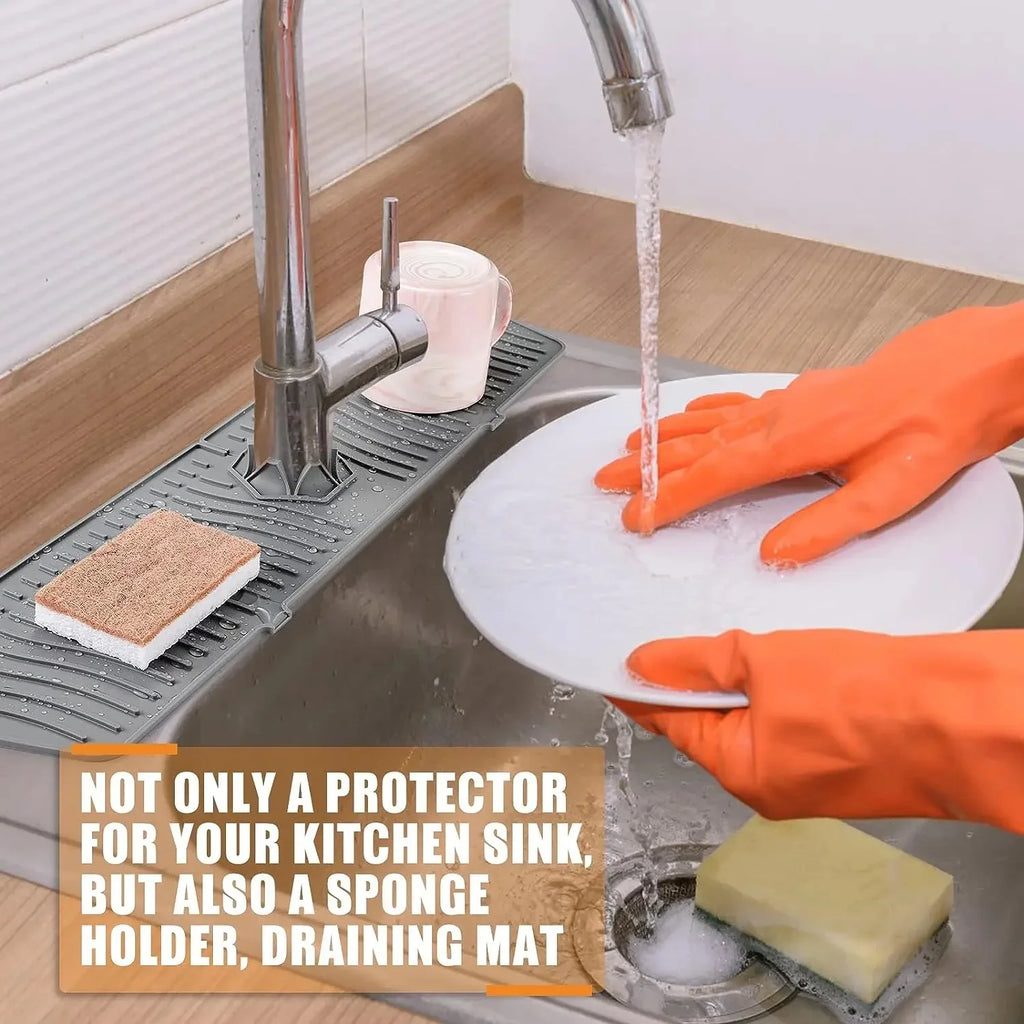 Foldable Silicone Faucet Splash Guard Pad – Sink Drain Tray