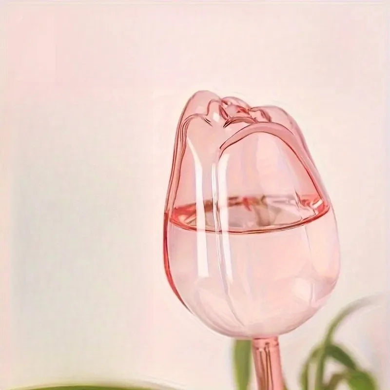 Pink Tulip Watering Globes – Automatic Self-Watering Plant Spikes