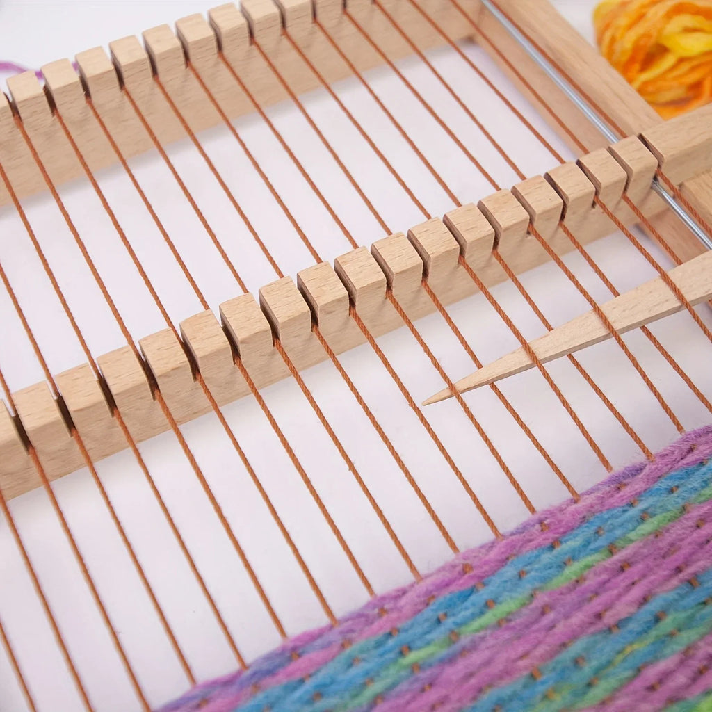 14-Piece Wooden Weaving Loom Kit 9×11in | Kids & Beginners