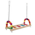 Wooden Parrot Swing Perch Stand with Colorful Beads | Bird Cage