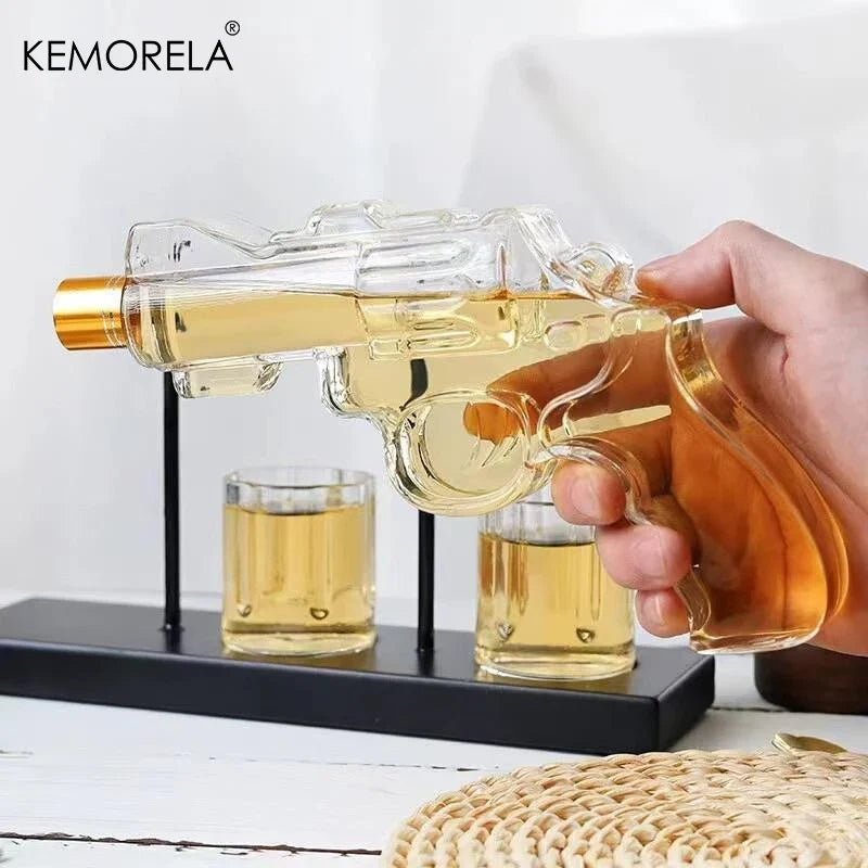 KEMORELA Revolver Glass Decanter & Whiskey Glass Set | Bar Gift