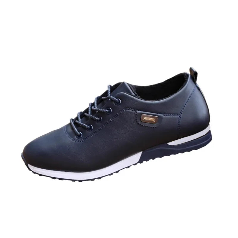 Men's Casual Leather Sneakers – Breathable Flat Business Shoes