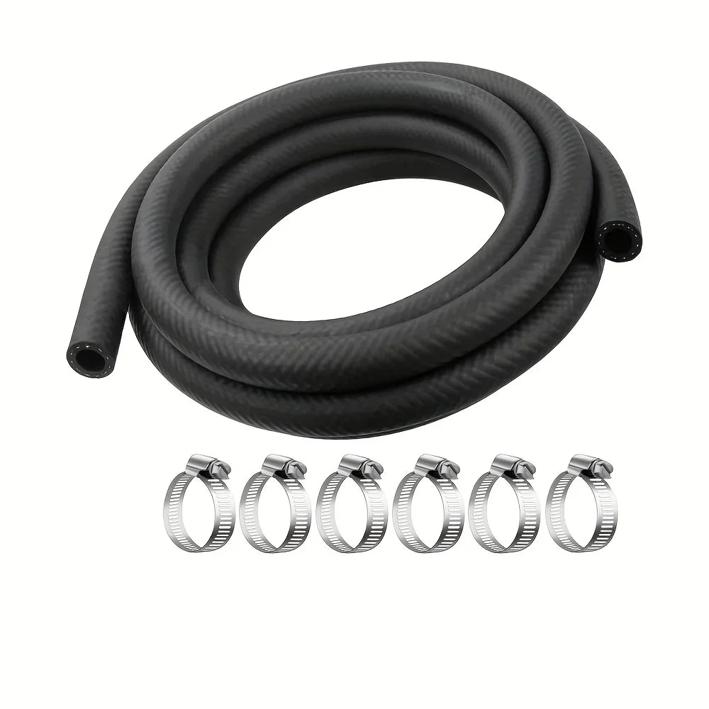 Gasoline Hose 6 Clamps Gas Pipes Lawn Mower Fuel Lines Cars Tractors