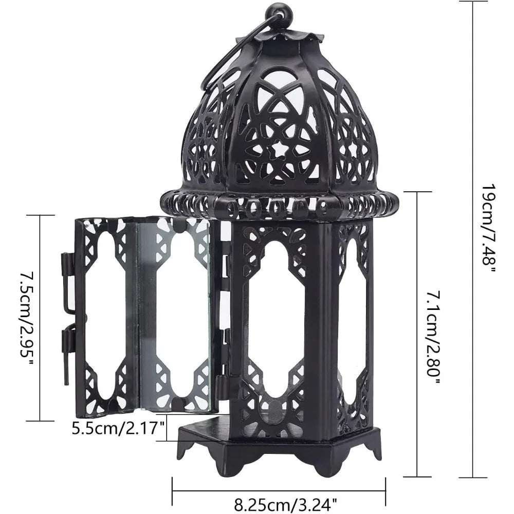 7.4" Vintage Metal Hanging Lantern – Indoor & Outdoor Candle Holder