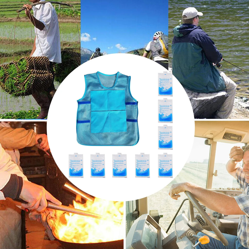 Ice Pack Cooling Vest with 8 Reusable Packs | Summer Outdoor