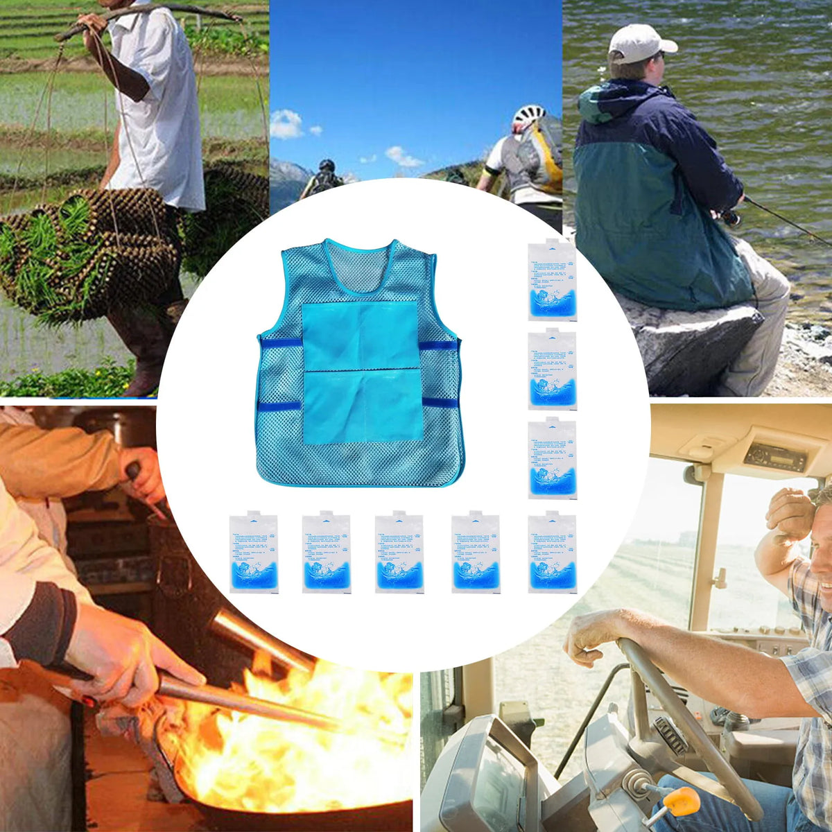 Ice Pack Cooling Vest with 8 Reusable Packs | Summer Outdoor