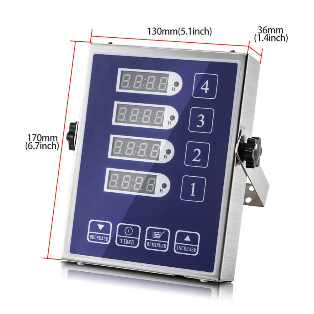 4-Channel Digital Kitchen Timer | LED Display, Loud Alarm