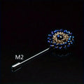 Fashion Crystal Flower Men's Brooches Long Brooch Pins Handmade Lapel