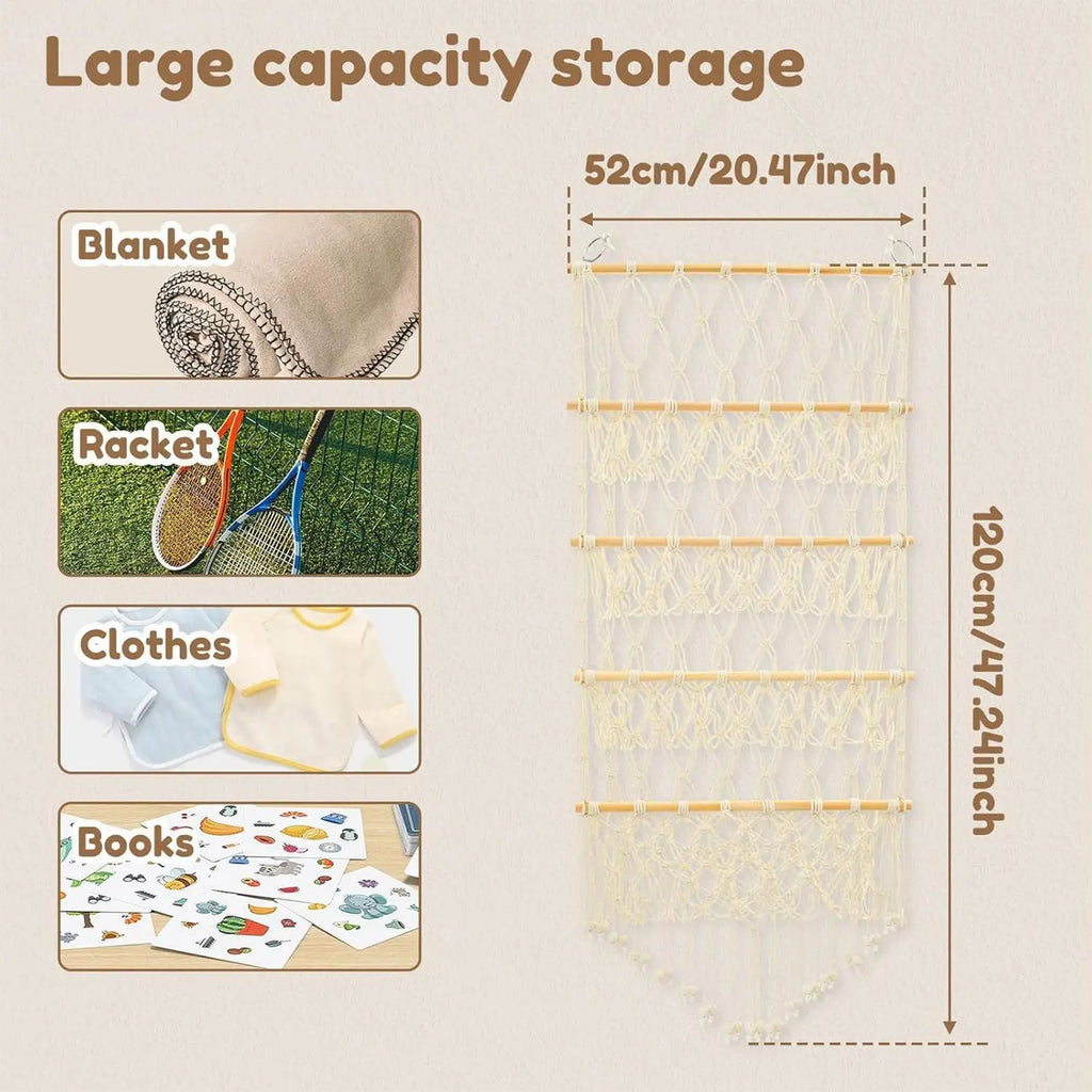 4-Layer Boho Stuffed Animal Storage Net Hammock | Nursery