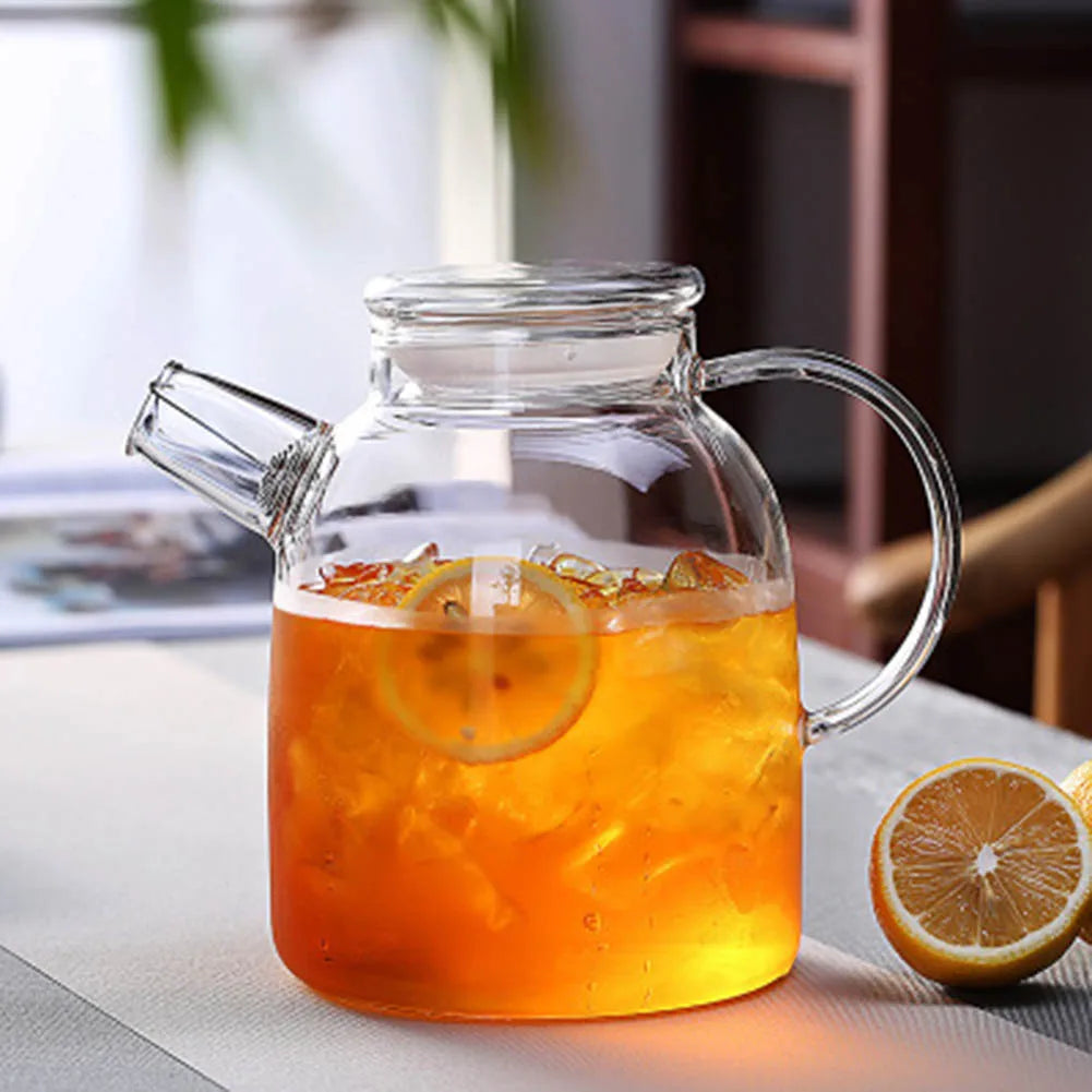 Borosilicate Glass Teapot 1L/1.6L – Heat-Resistant Clear Kettle
